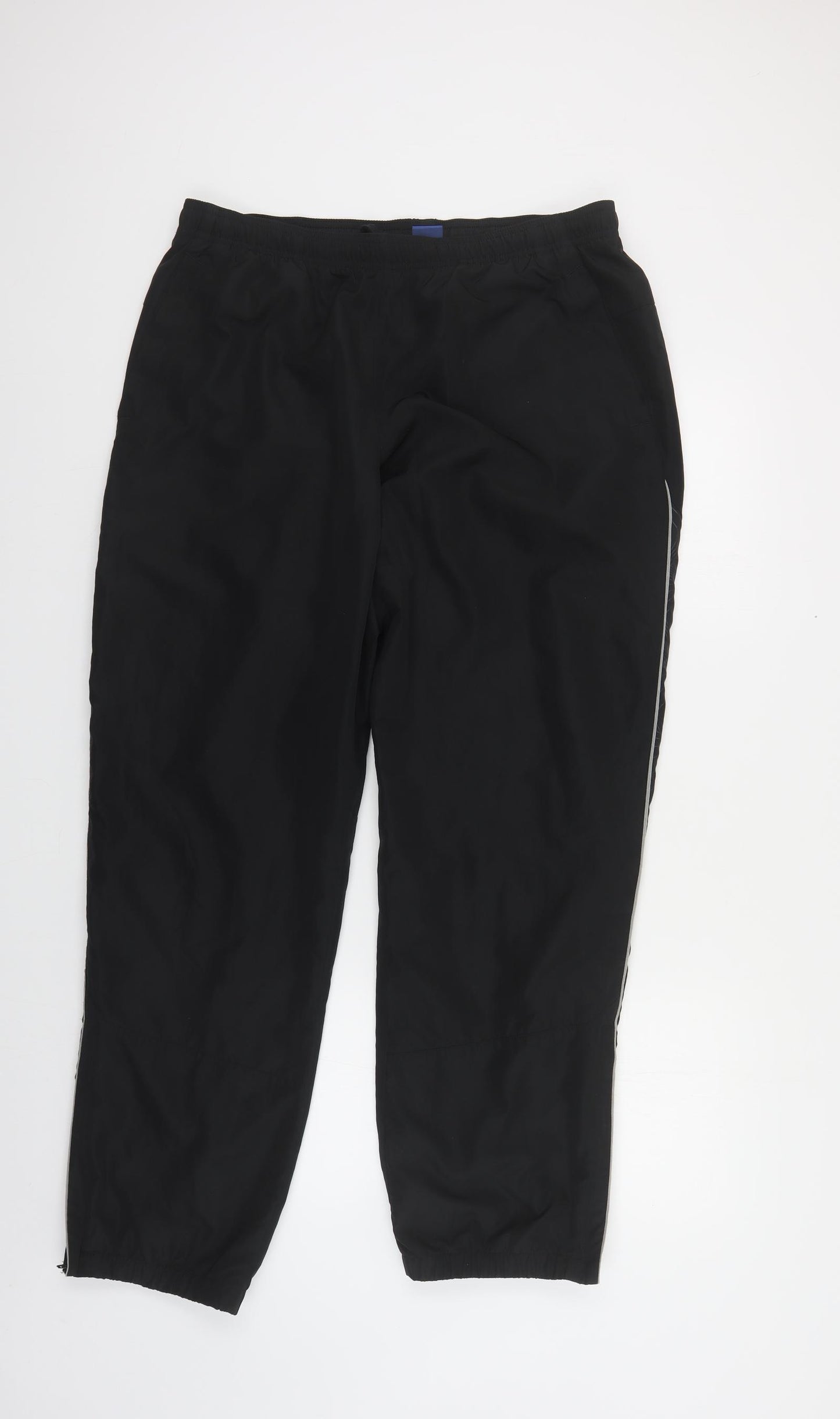Reebok Mens Black Polyester Jogger Trousers Size L L30 in Regular Drawstring