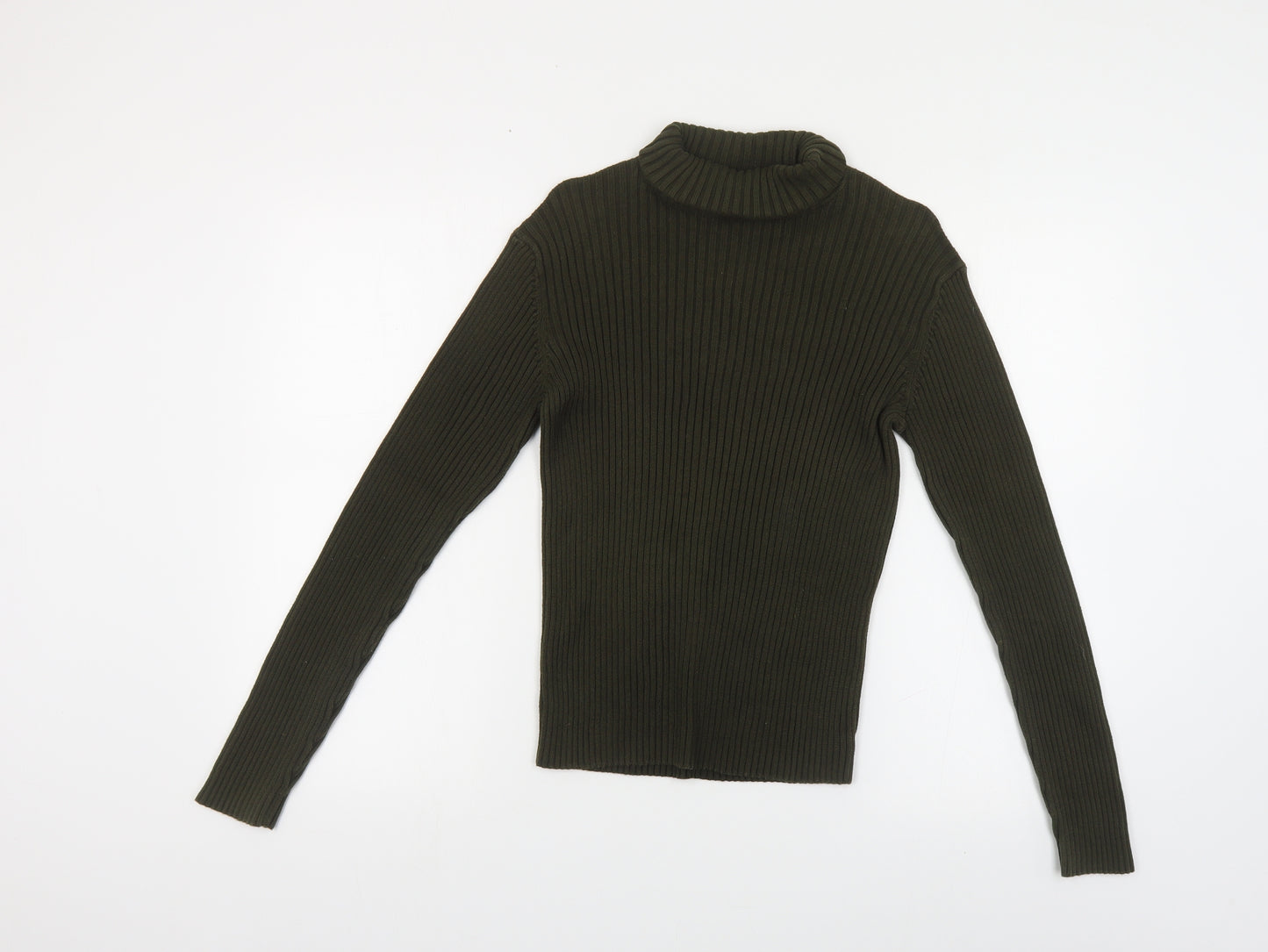 Gap Womens Green Roll Neck Cotton Pullover Jumper Size XS - Ribbed