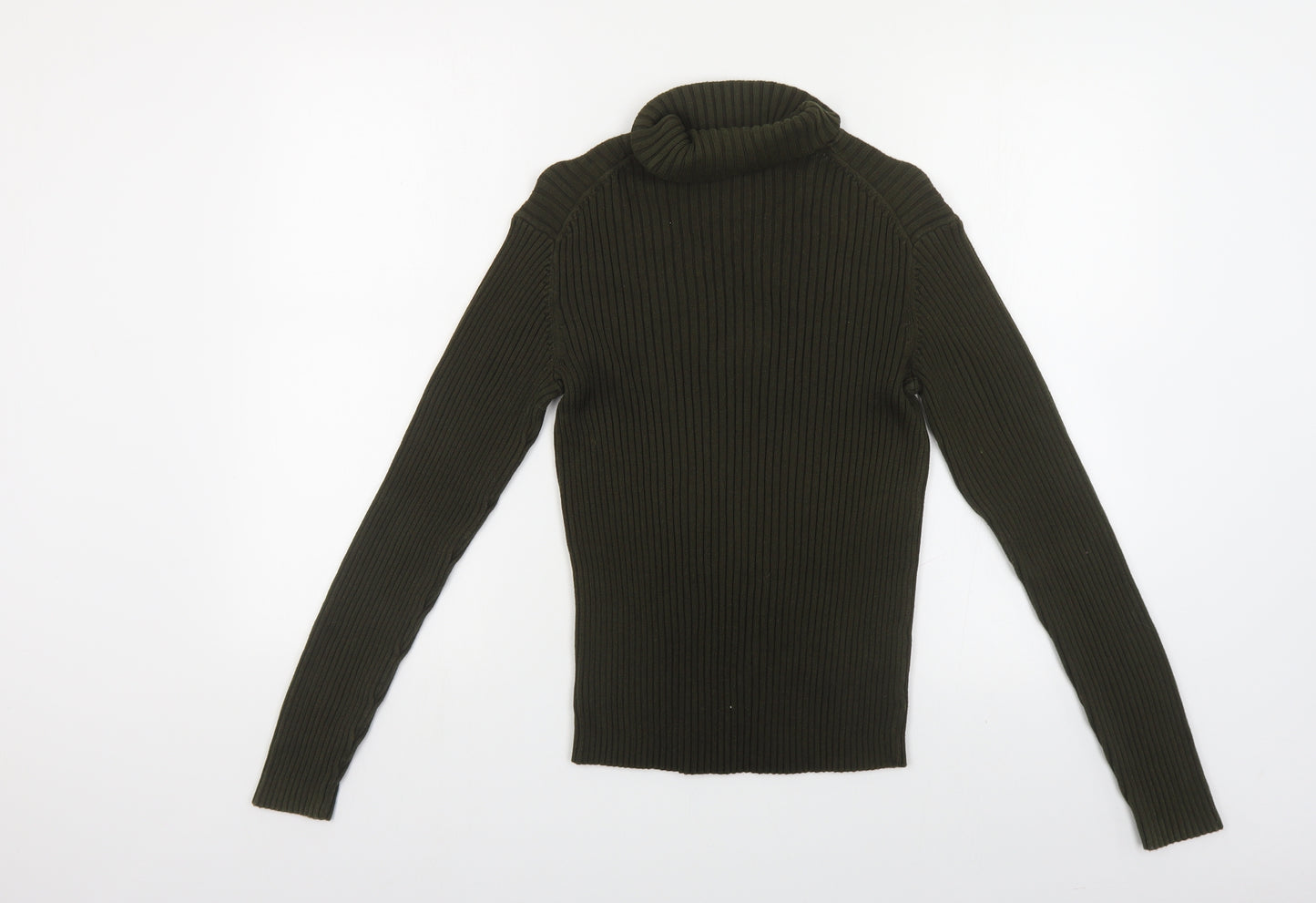 Gap Womens Green Roll Neck Cotton Pullover Jumper Size XS - Ribbed