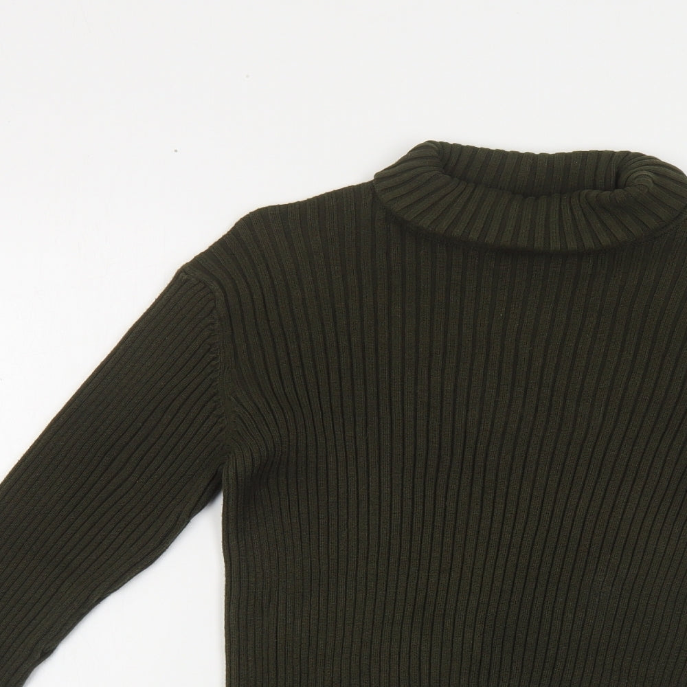 Gap Womens Green Roll Neck Cotton Pullover Jumper Size XS - Ribbed