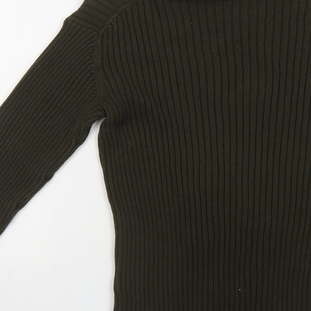 Gap Womens Green Roll Neck Cotton Pullover Jumper Size XS - Ribbed