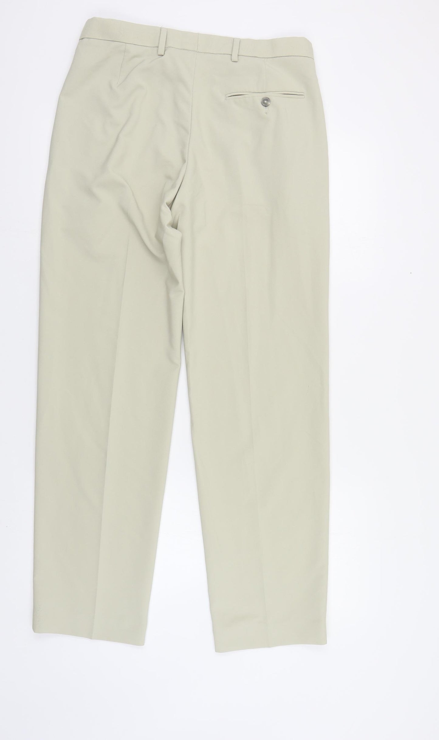 Marks and Spencer Mens Beige Polyester Chino Trousers Size 32 in L31 in Regular Button