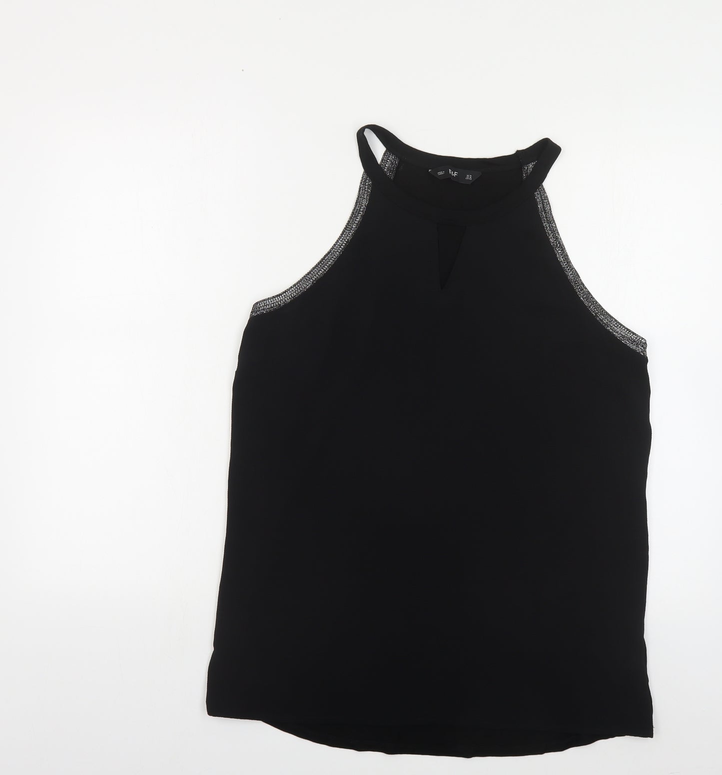 F&F Womens Black Polyester Basic Tank Size 14 Round Neck
