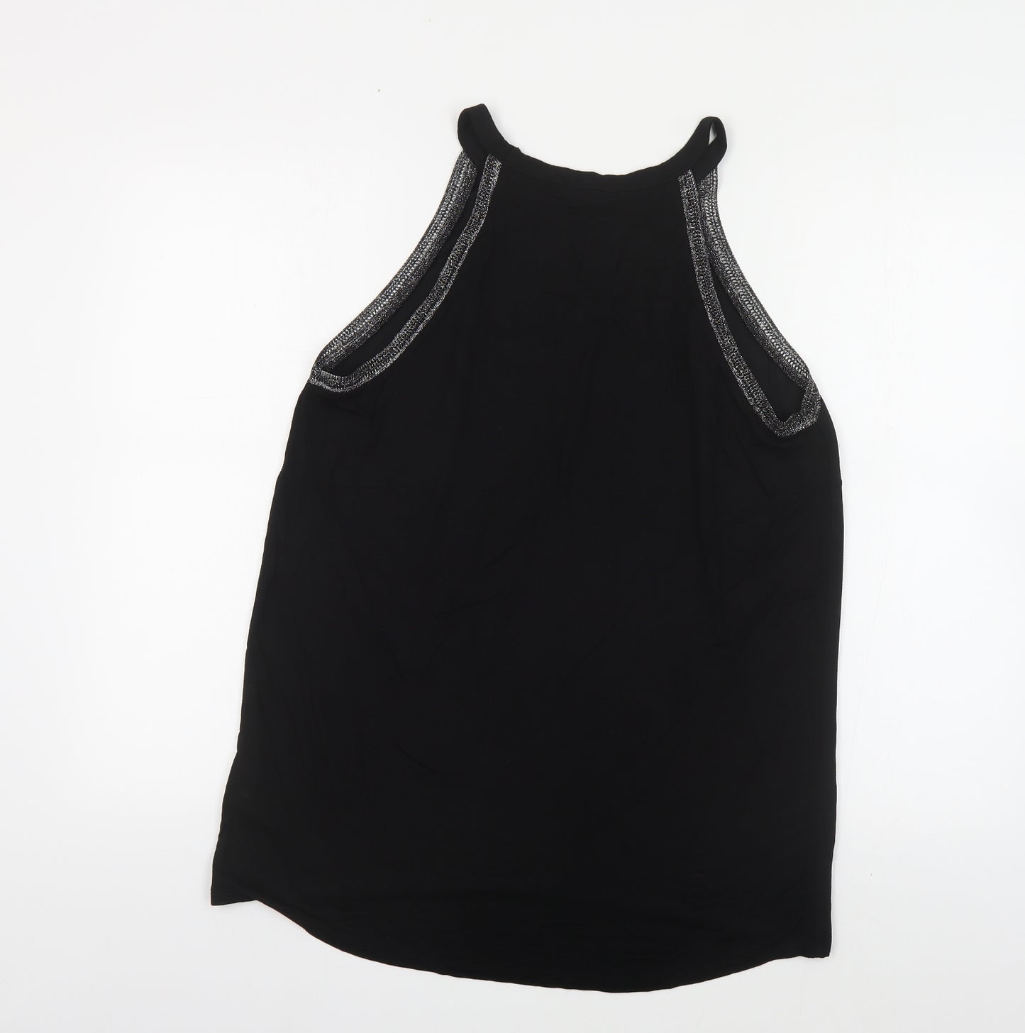 F&F Womens Black Polyester Basic Tank Size 14 Round Neck