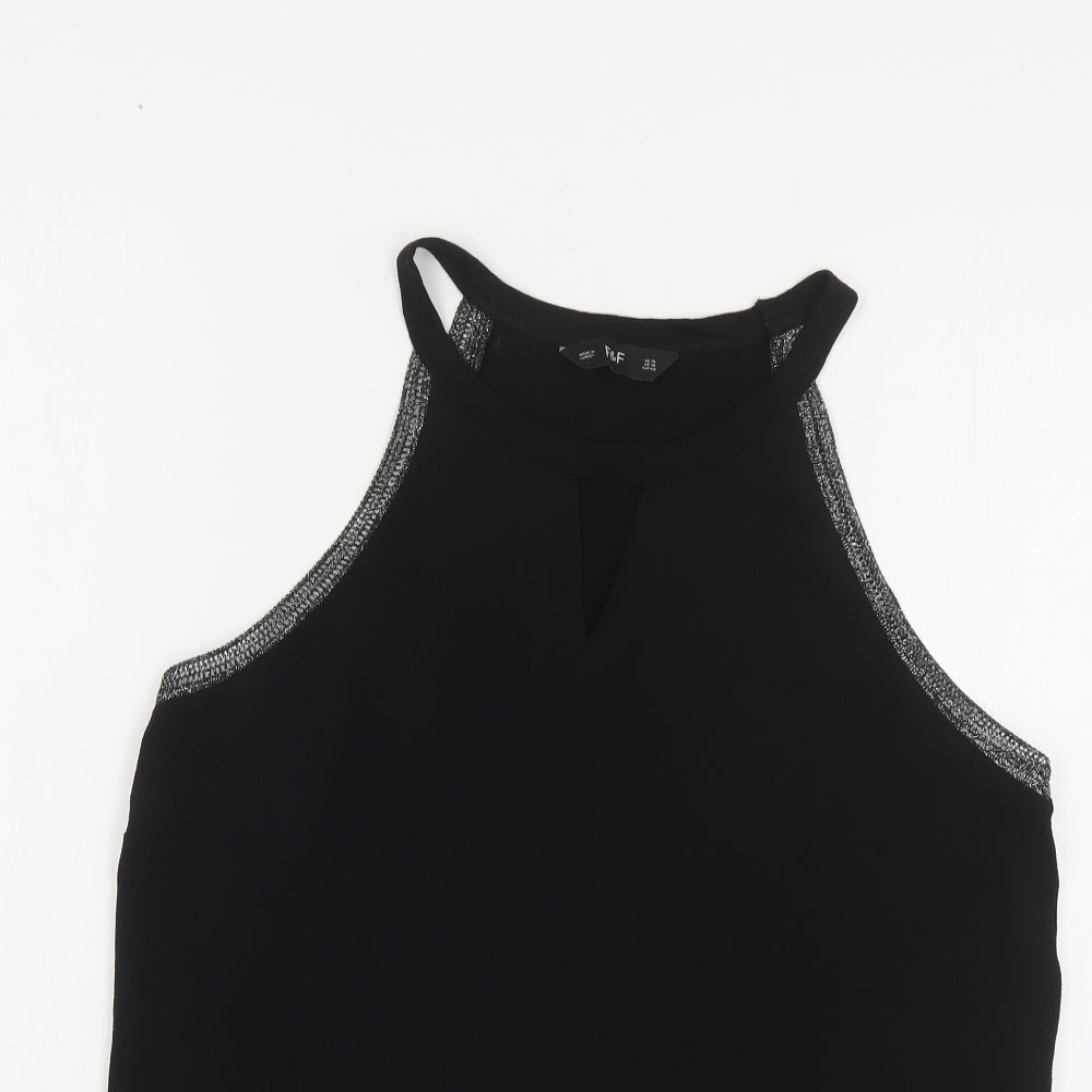 F&F Womens Black Polyester Basic Tank Size 14 Round Neck