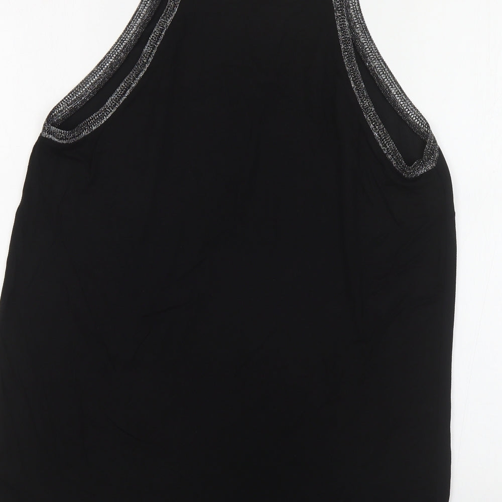 F&F Womens Black Polyester Basic Tank Size 14 Round Neck