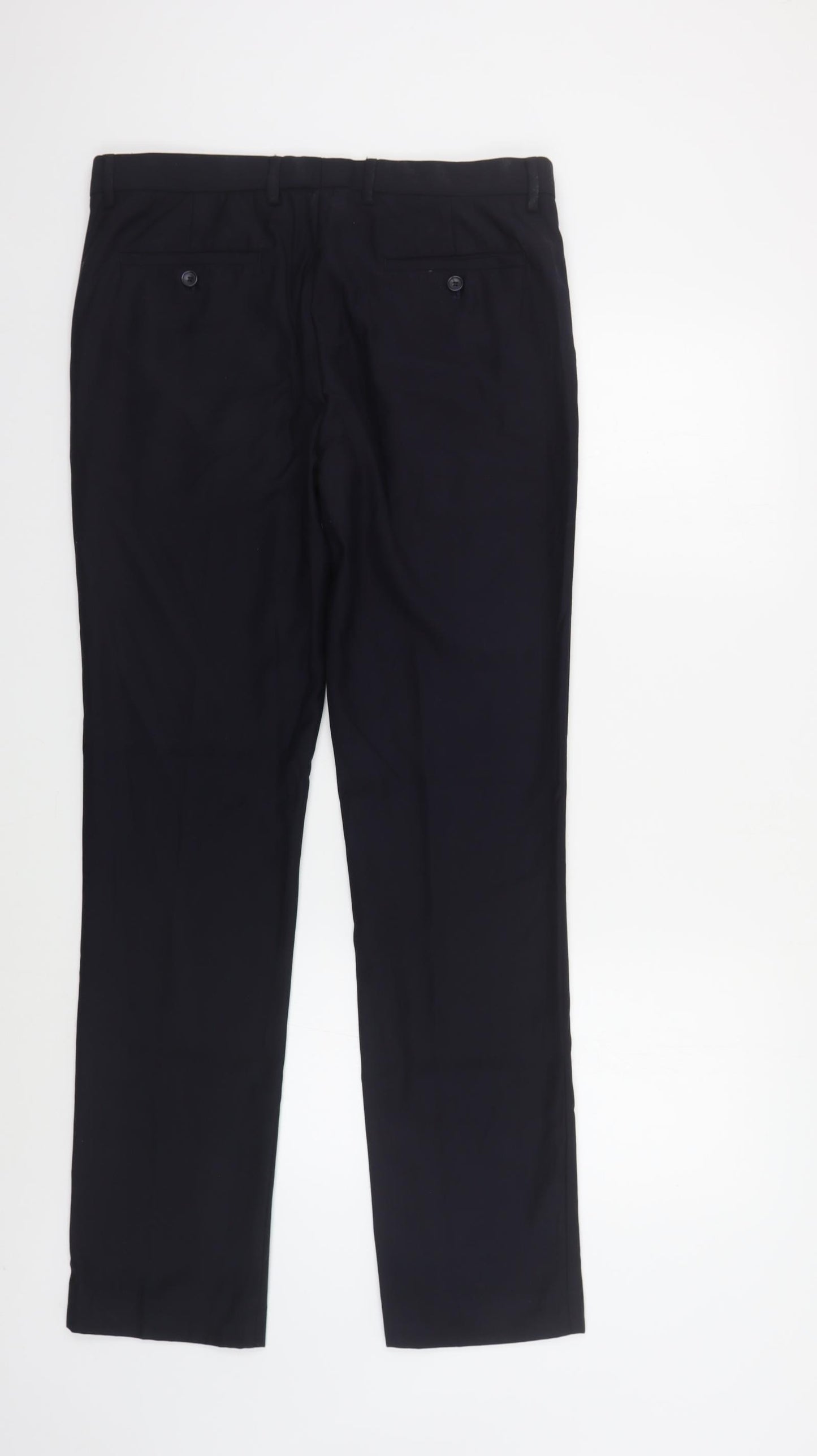 Cedar Wood State Mens Blue Polyester Dress Pants Trousers Size 34 in L34 in Regular Button