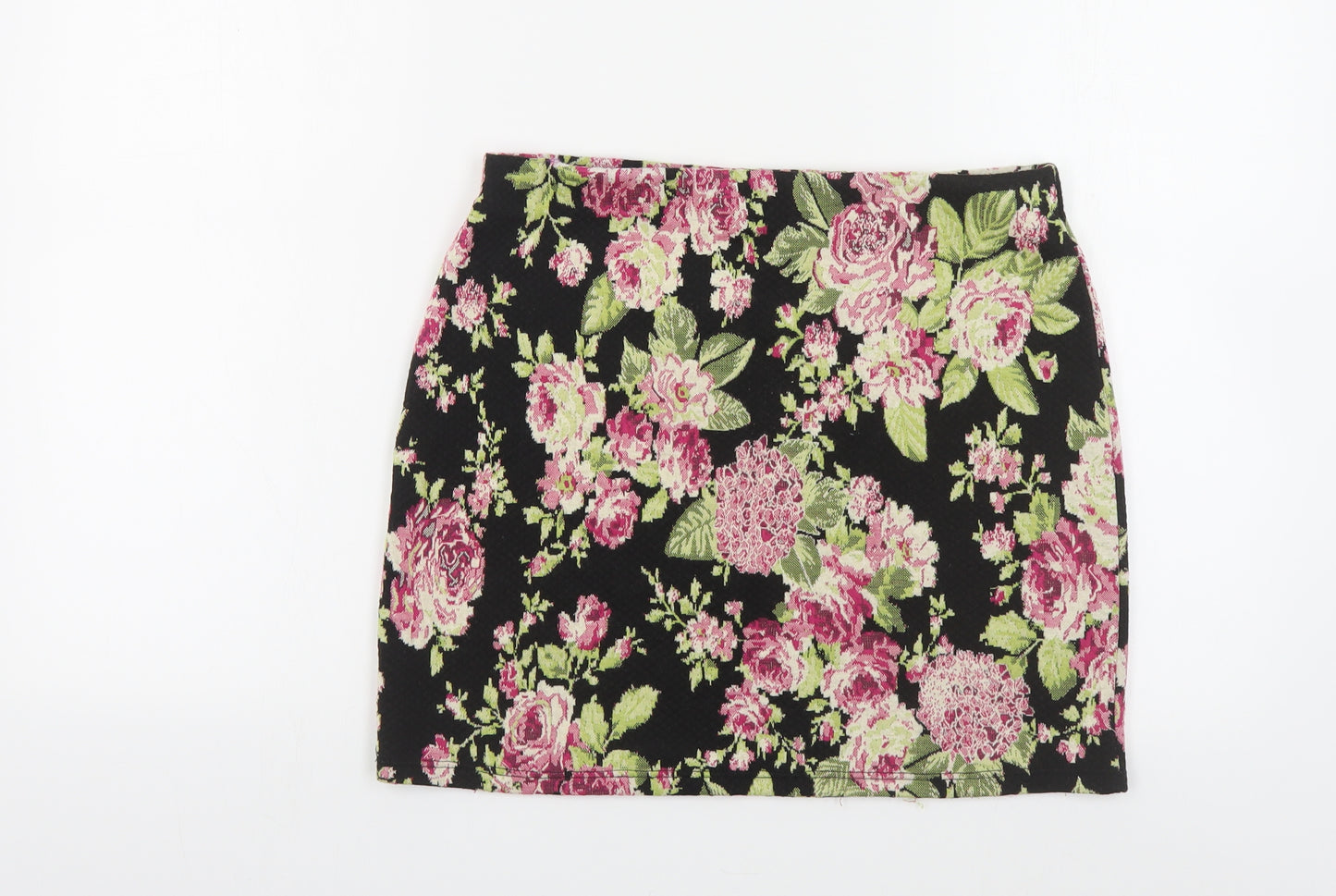George Womens Black Floral Polyester Mini Skirt Size 12