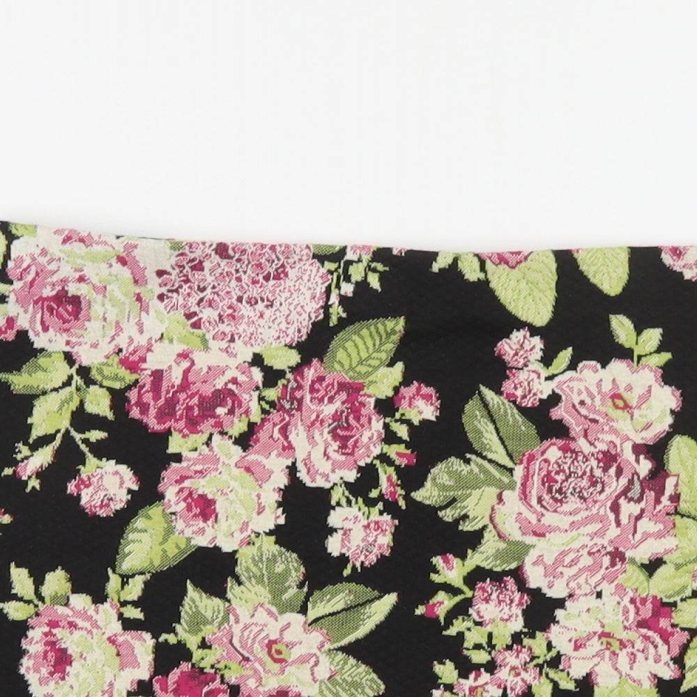 George Womens Black Floral Polyester Mini Skirt Size 12