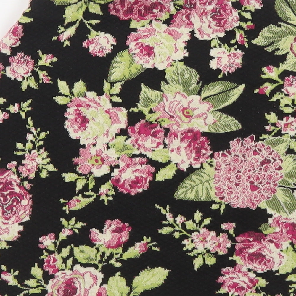 George Womens Black Floral Polyester Mini Skirt Size 12