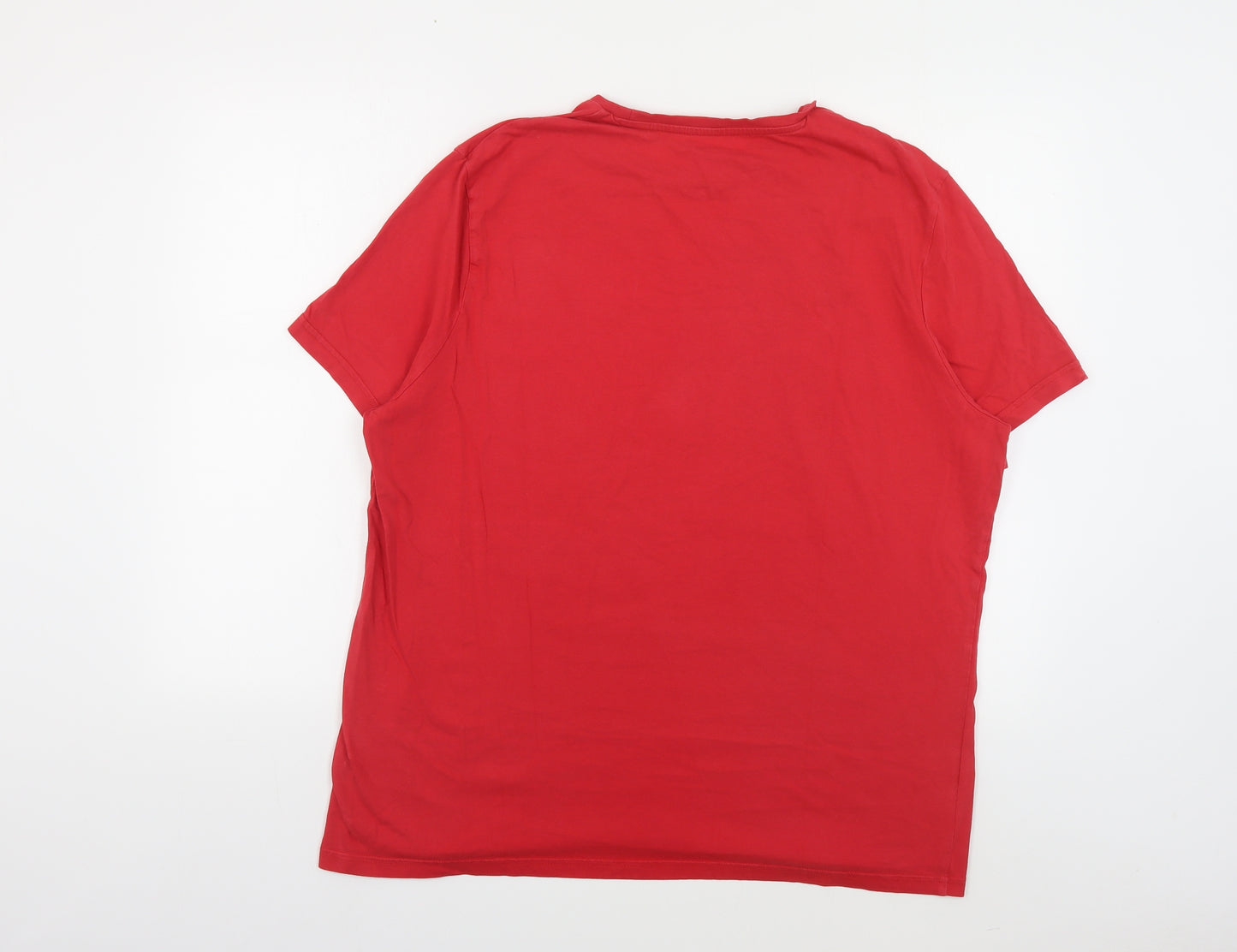 George Mens Red Cotton T-Shirt Size XL Crew Neck - Football