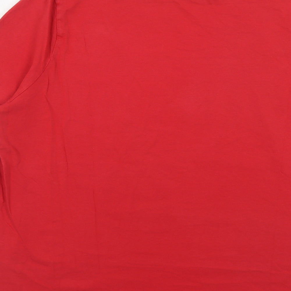 George Mens Red Cotton T-Shirt Size XL Crew Neck - Football