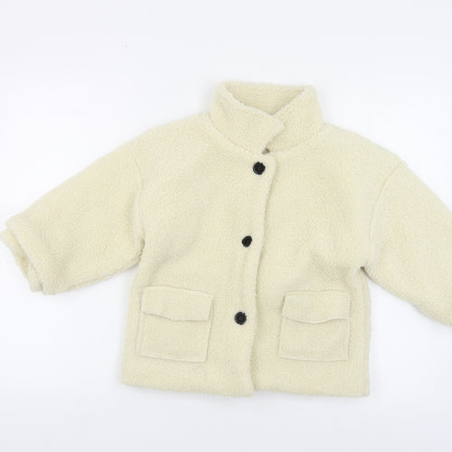 FHW Girls Ivory Basic Jacket Jacket Size 9 Years Button