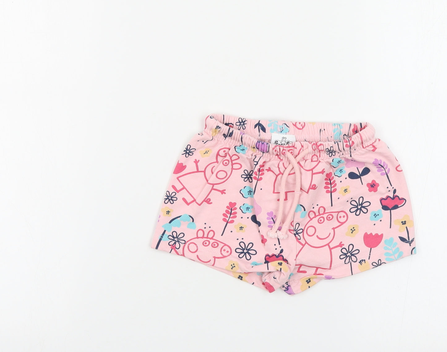 Matalan Girls Pink Geometric Cotton Sweat Shorts Size 3-4 Years Regular Drawstring - Peppa Pig