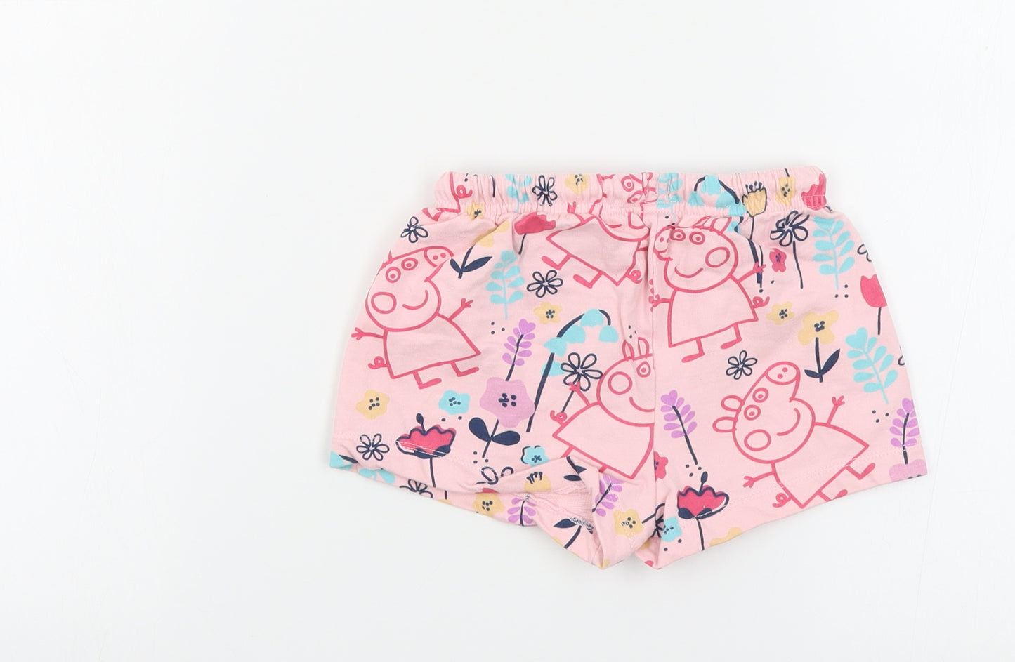 Matalan Girls Pink Geometric Cotton Sweat Shorts Size 3-4 Years Regular Drawstring - Peppa Pig