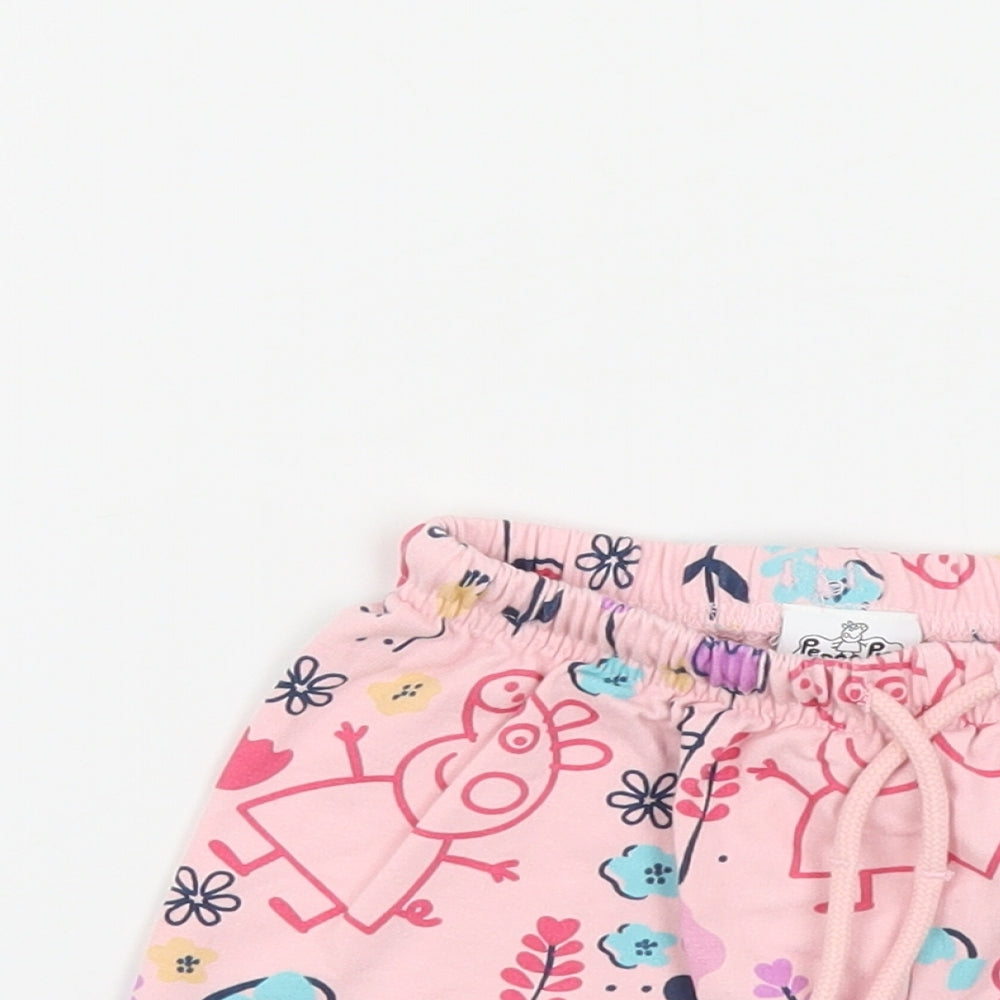 Matalan Girls Pink Geometric Cotton Sweat Shorts Size 3-4 Years Regular Drawstring - Peppa Pig