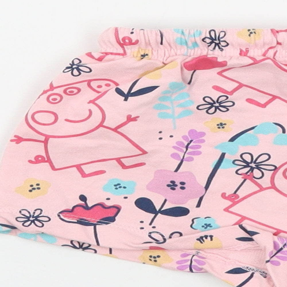 Matalan Girls Pink Geometric Cotton Sweat Shorts Size 3-4 Years Regular Drawstring - Peppa Pig