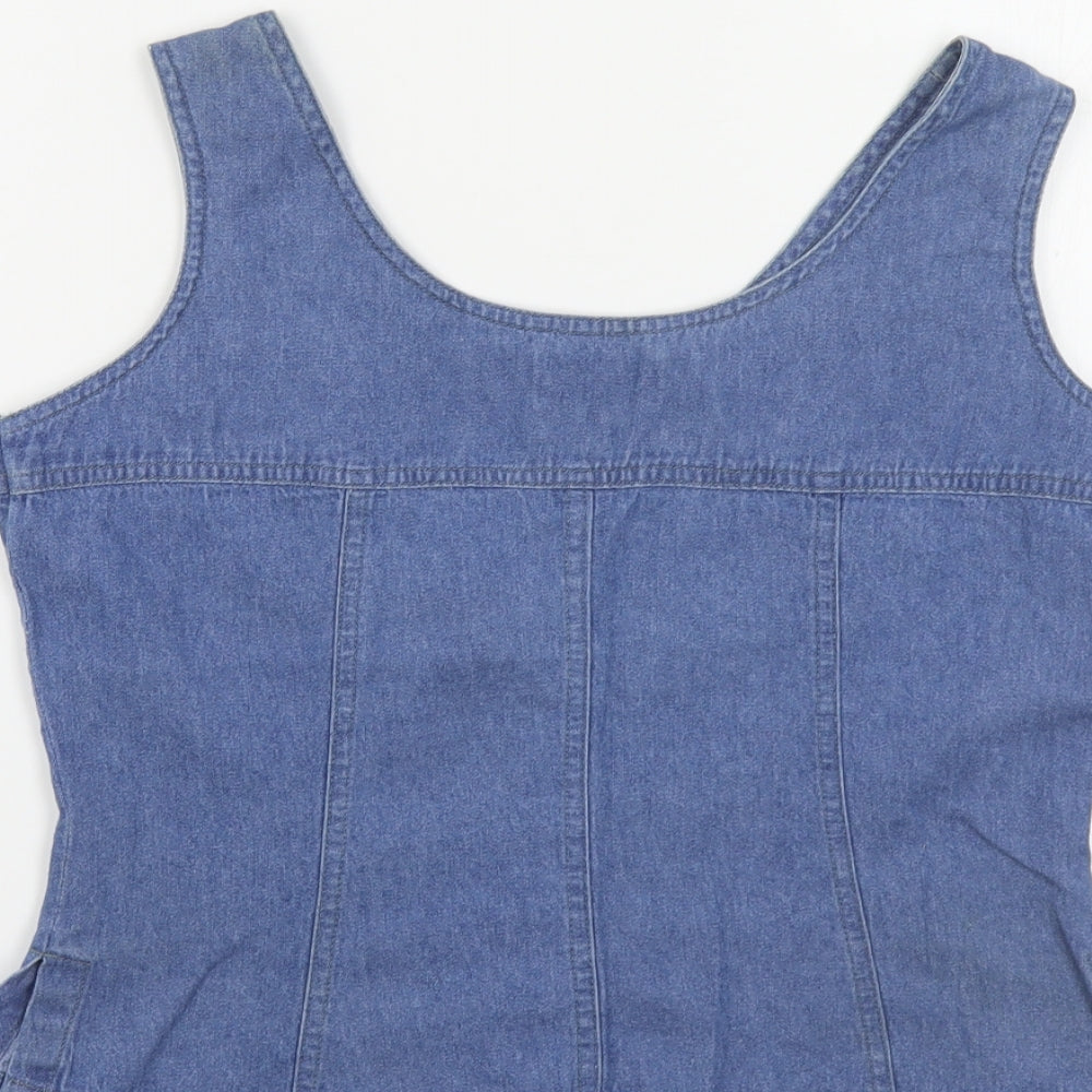 BHS Womens Blue Cotton Basic Tank Size 12 Scoop Neck