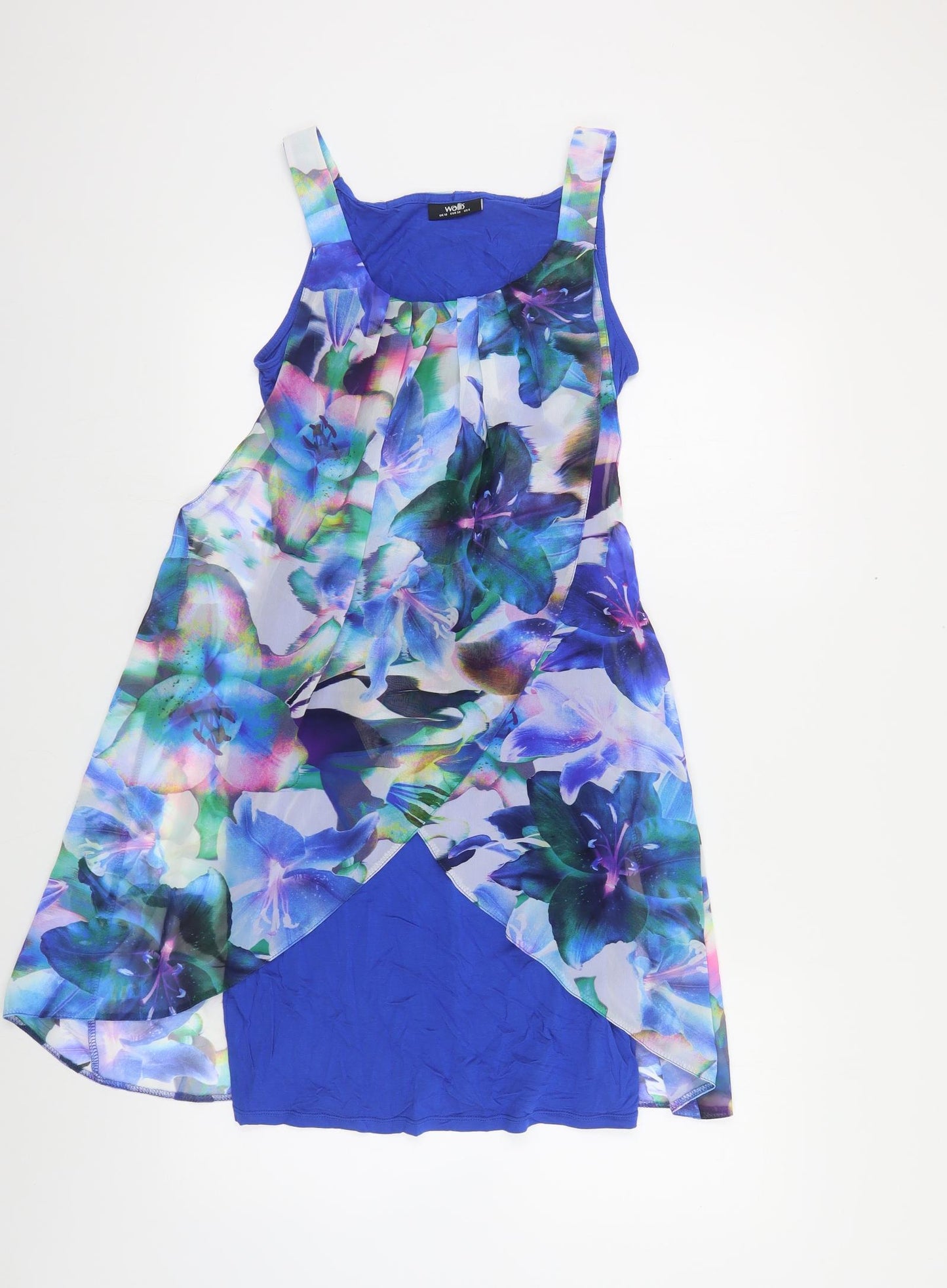 Wallis Womens Multicoloured Floral Polyester Tank Dress Size 10 Scoop Neck Pullover