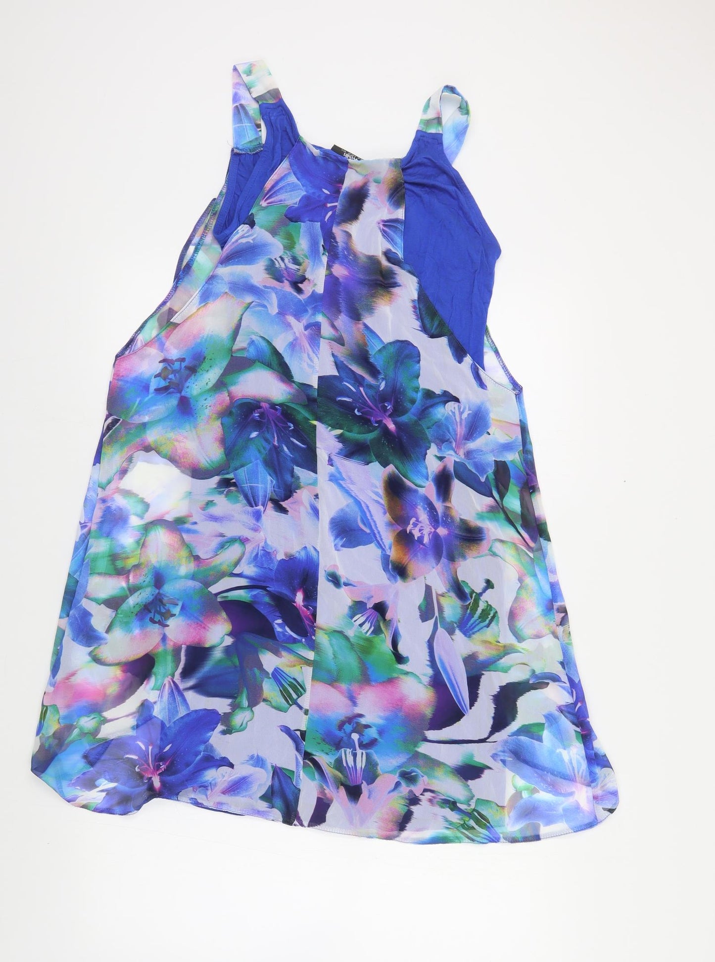 Wallis Womens Multicoloured Floral Polyester Tank Dress Size 10 Scoop Neck Pullover
