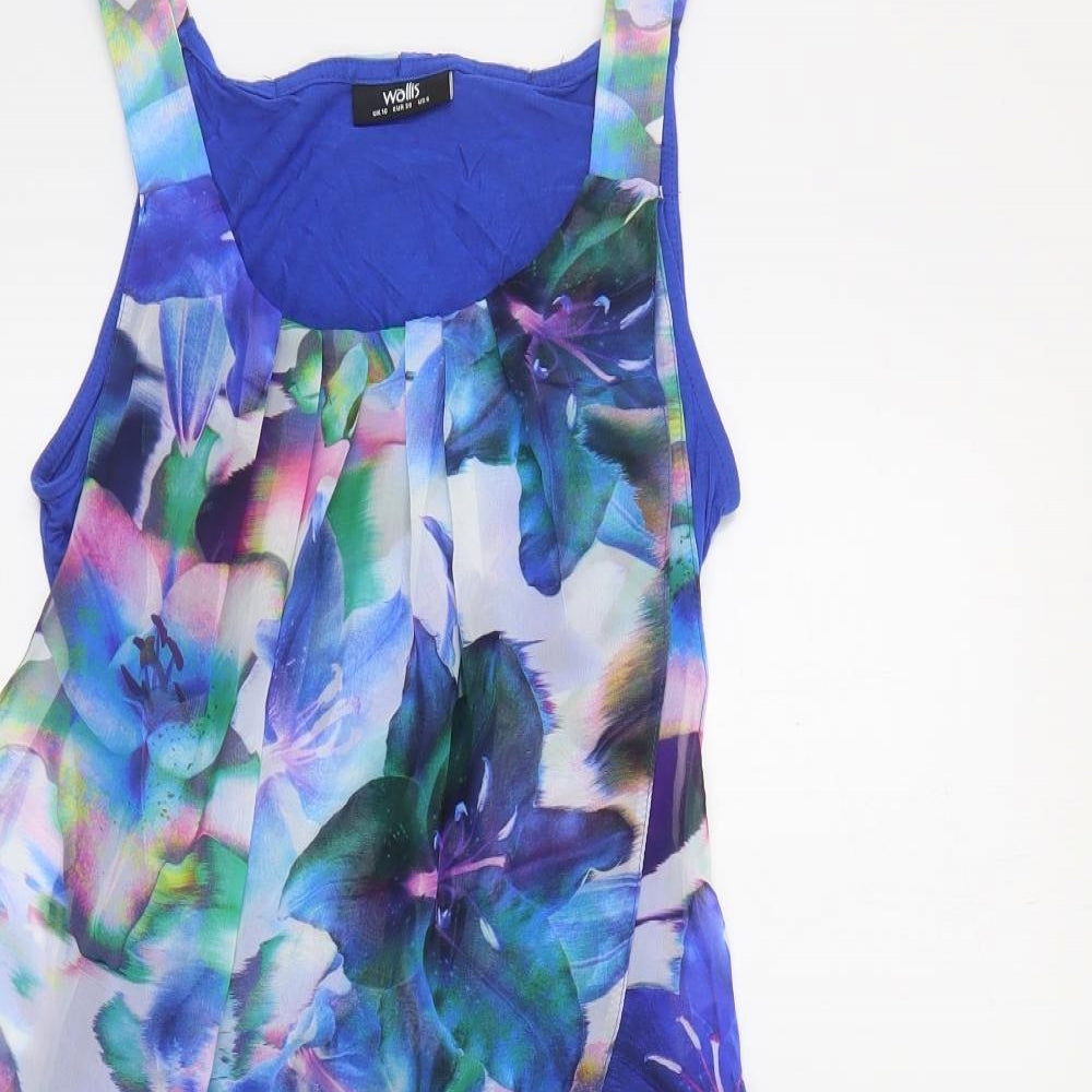 Wallis Womens Multicoloured Floral Polyester Tank Dress Size 10 Scoop Neck Pullover