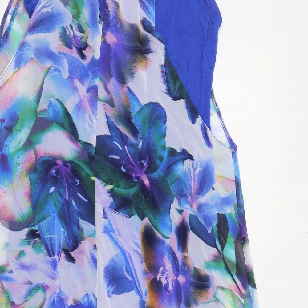 Wallis Womens Multicoloured Floral Polyester Tank Dress Size 10 Scoop Neck Pullover