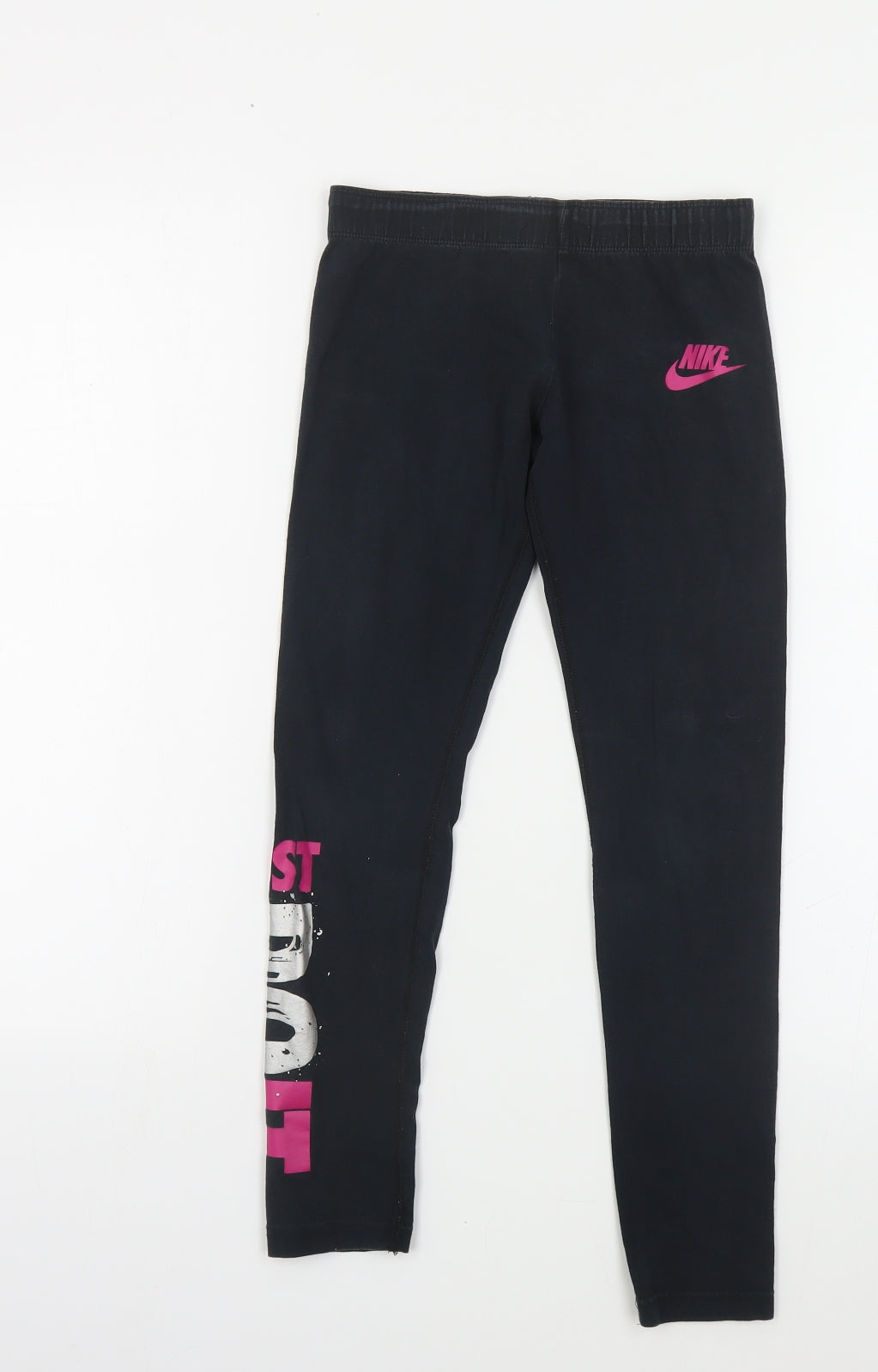 Nike Girls Black Cotton Jogger Trousers Size 10-11 Years Regular Pullover - Leggings