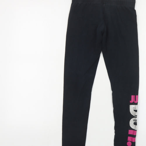 Nike Girls Black Cotton Jogger Trousers Size 10-11 Years Regular Pullover - Leggings