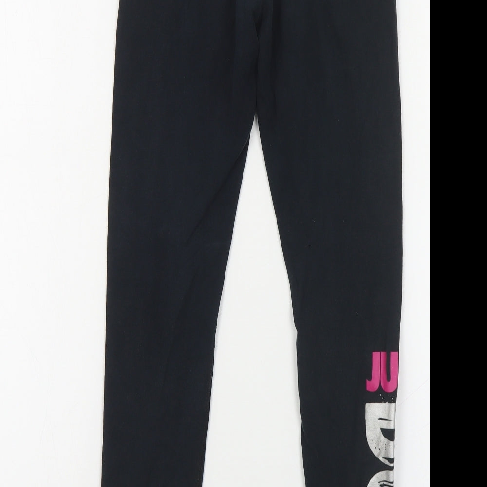 Nike Girls Black Cotton Jogger Trousers Size 10-11 Years Regular Pullover - Leggings