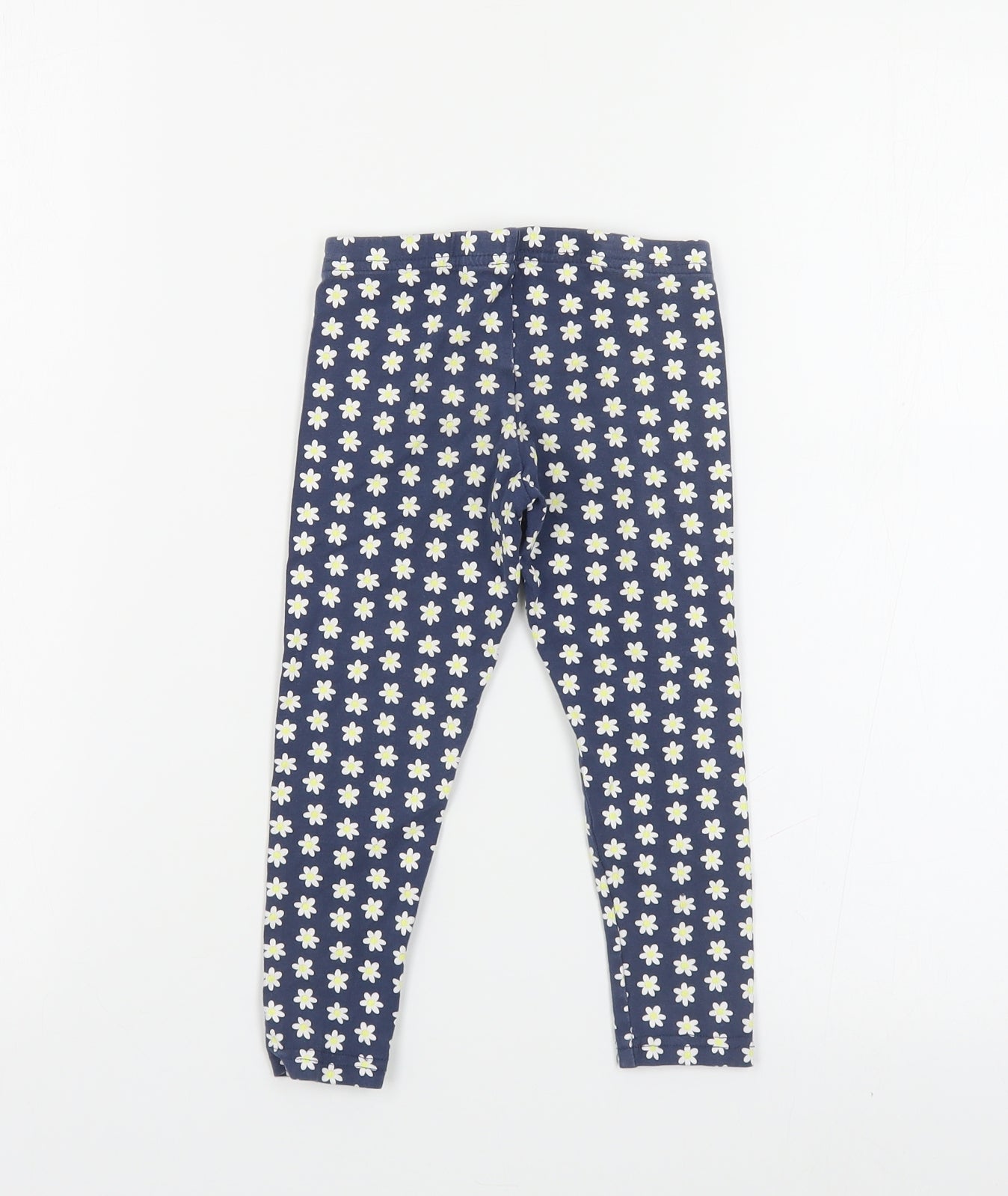 Primark Girls Blue Floral Cotton Jogger Trousers Size 3-4 Years Regular Pullover - Leggings