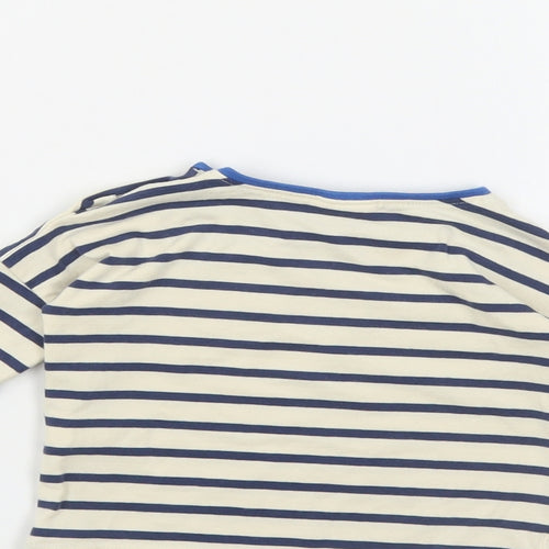 NEXT Baby Beige Striped Cotton Pullover Polo Size 3-6 Months Crew Neck Snap - Cute Animals