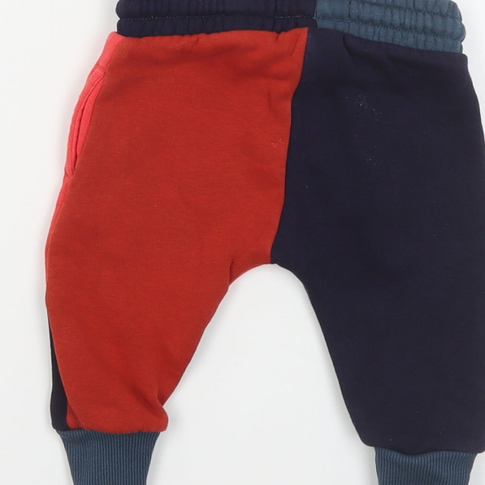NEXT Baby Multicoloured Colourblock Cotton Jogger Trousers Size 6-9 Months Drawstring