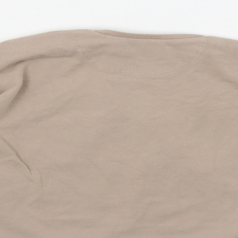 NEXT Baby Beige Cotton Pullover Polo Size 6-9 Months Crew Neck Snap - Dinosaur