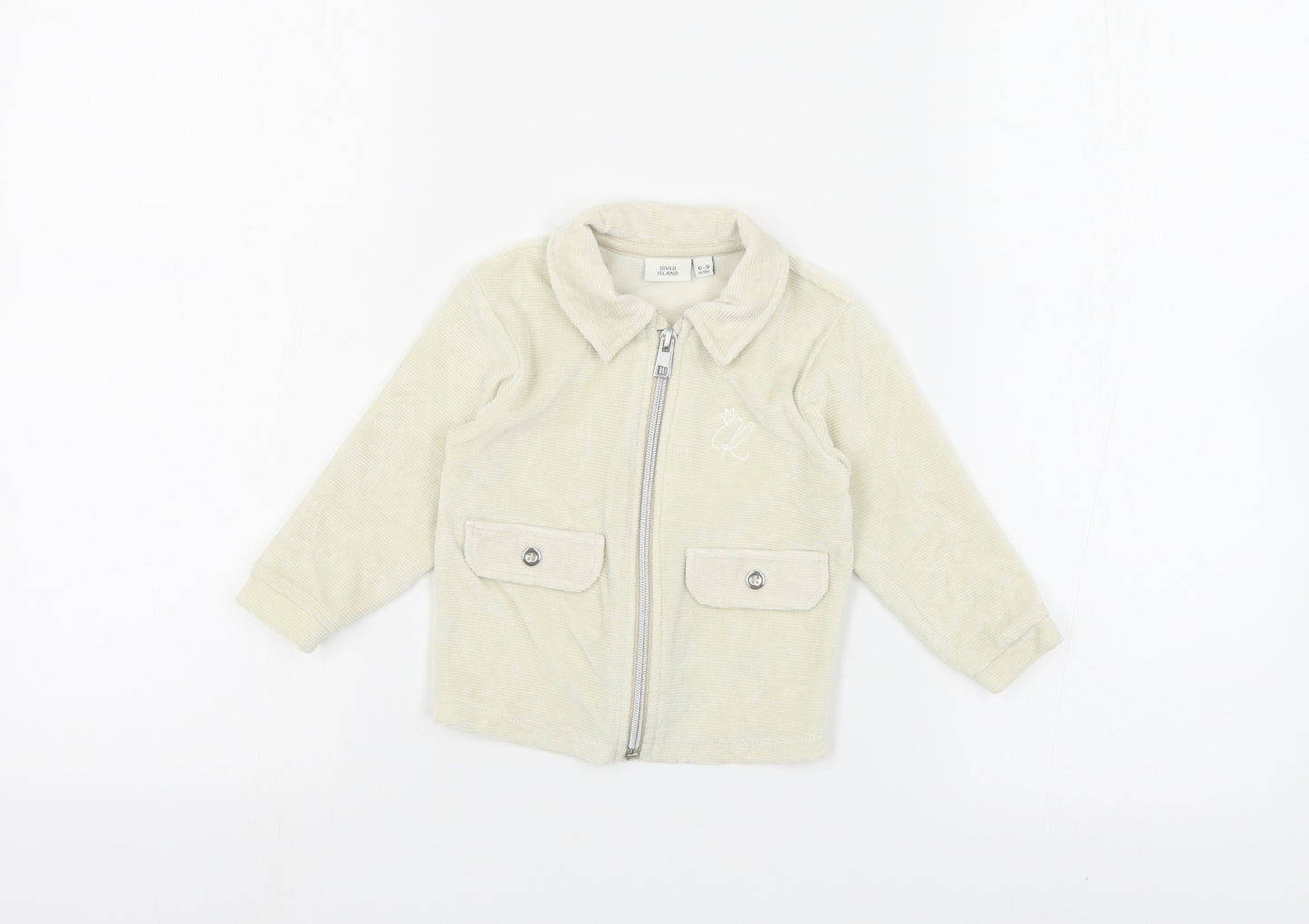 River Island Baby Beige Basic Jacket Jacket Size 6-9 Months Zip
