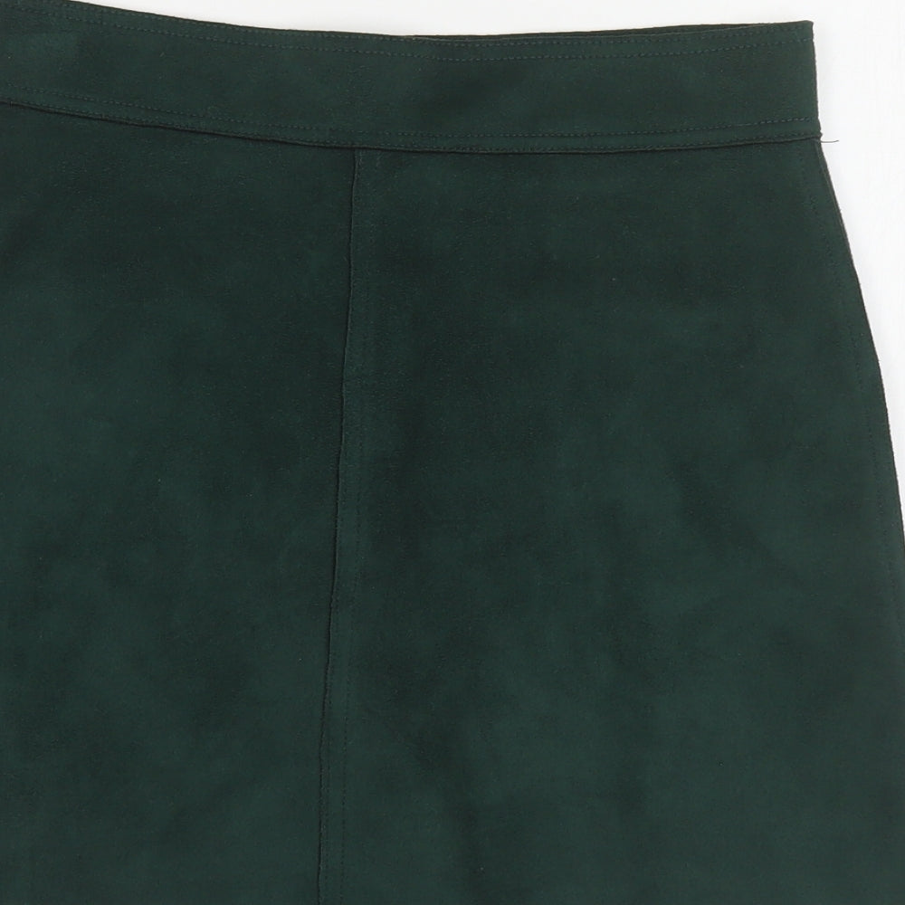 Only Womens Green Polyester Mini Skirt Size 12 Snap