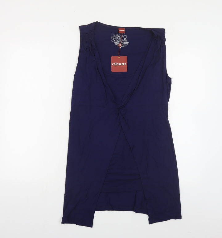 Olsen Womens Blue Viscose Basic Tank Size 14 Scoop Neck