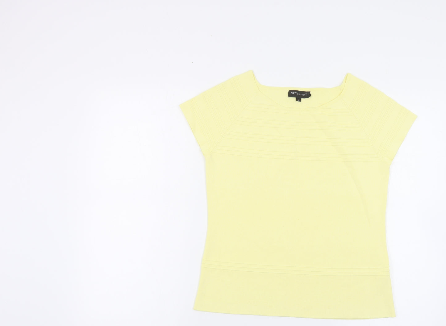Sky Designs Womens Yellow Viscose Basic T-Shirt Size M Round Neck