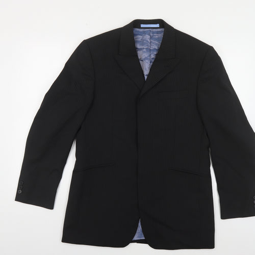 Burton Mens Black Striped Polyester Jacket Suit Jacket Size 38
