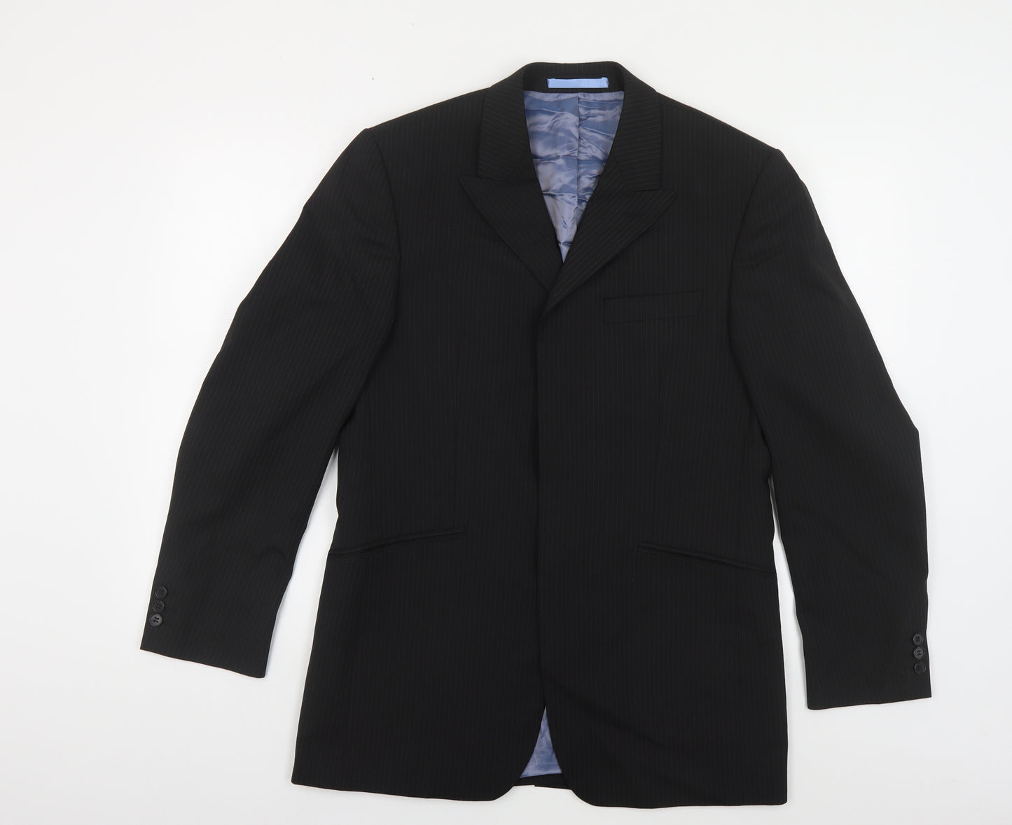 Burton Mens Black Striped Polyester Jacket Suit Jacket Size 38