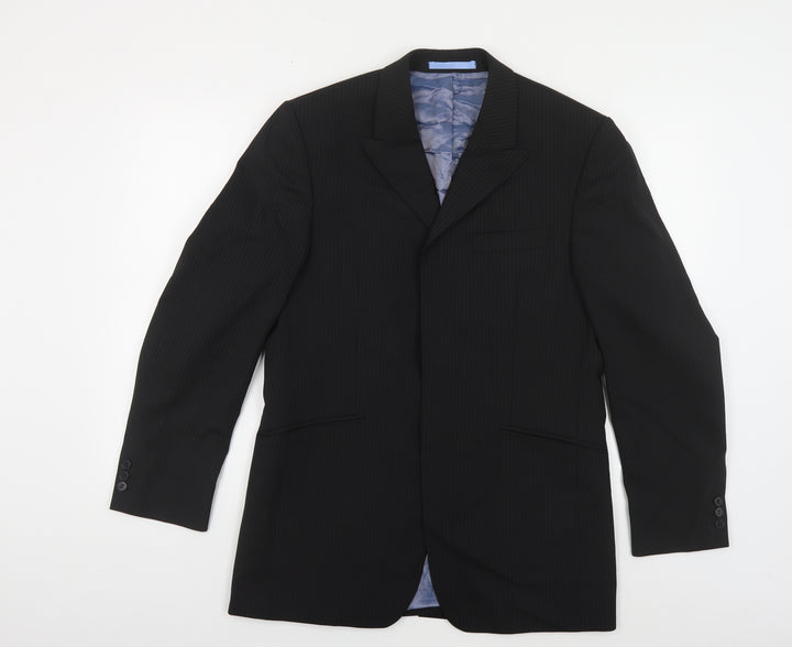 Burton Mens Black Striped Polyester Jacket Suit Jacket Size 38