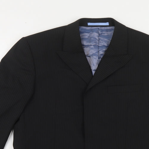Burton Mens Black Striped Polyester Jacket Suit Jacket Size 38