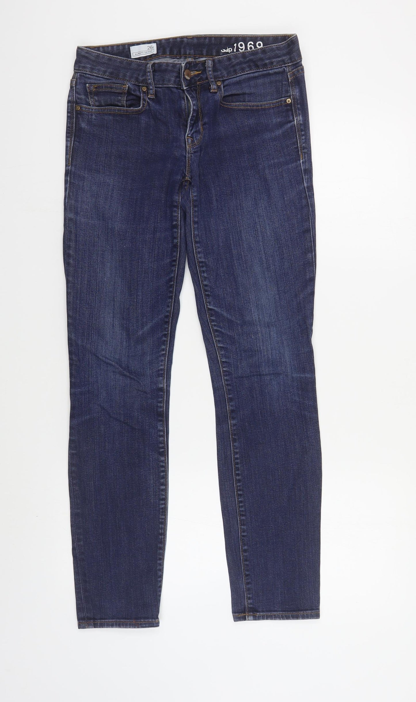 Gap Womens Blue Cotton Skinny Jeans Size 26 in L30 in Regular Button