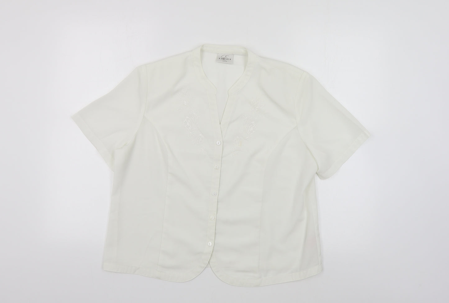 Eastex Womens White Polyester Basic Button-Up Size 14 V-Neck