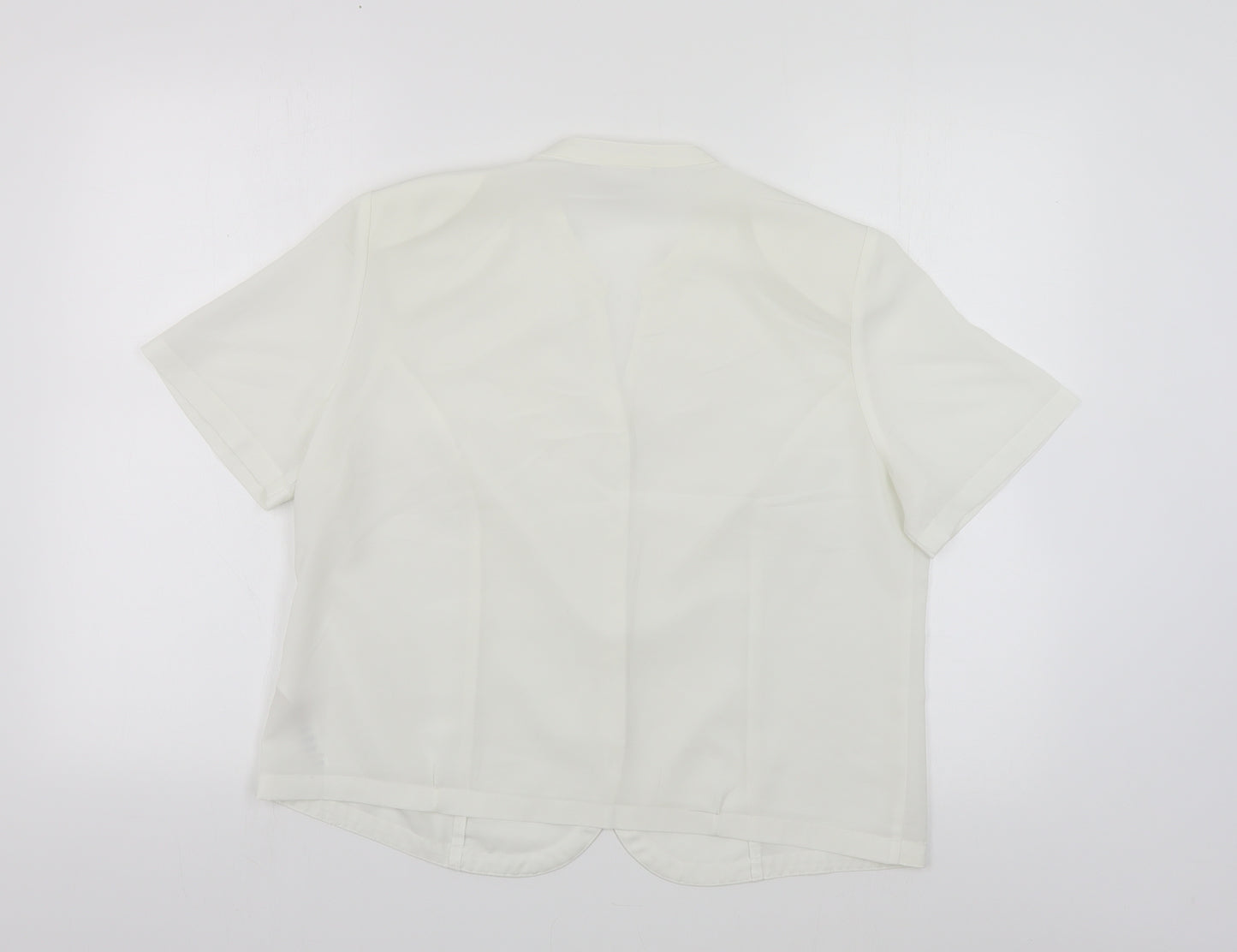 Eastex Womens White Polyester Basic Button-Up Size 14 V-Neck