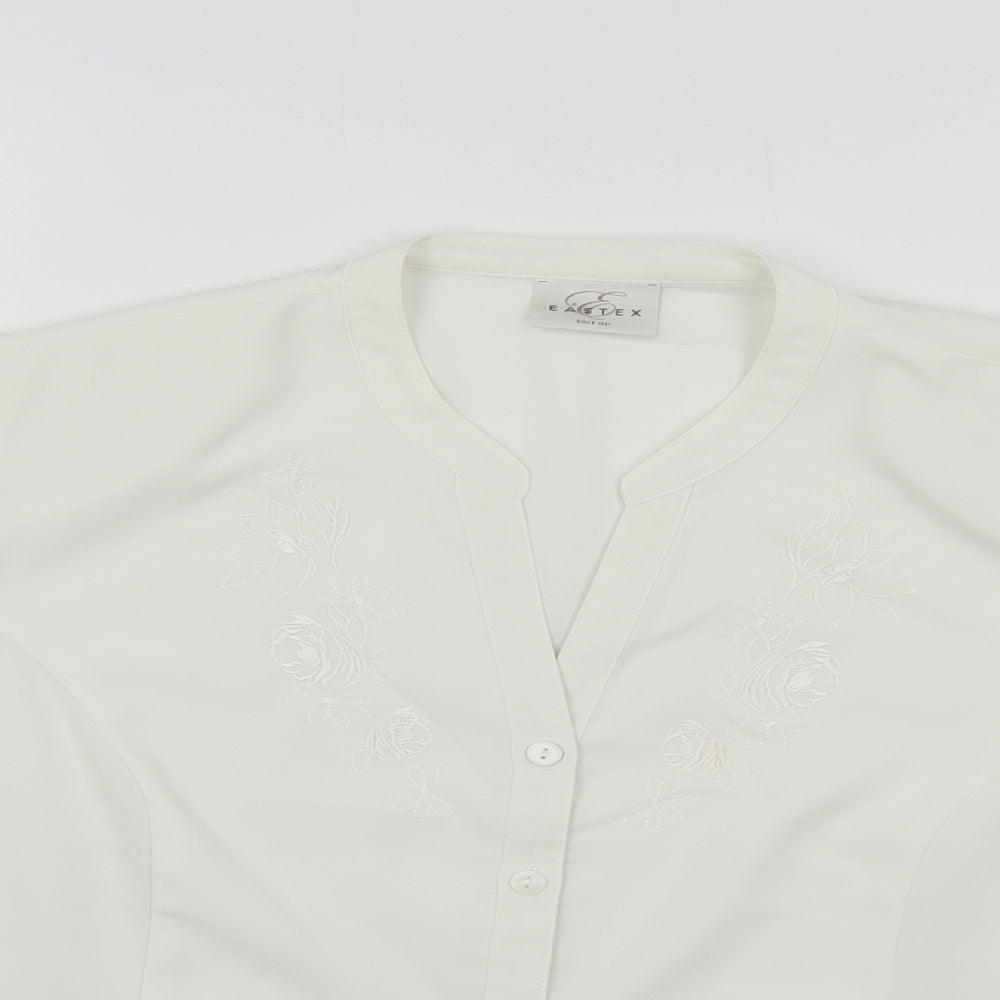 Eastex Womens White Polyester Basic Button-Up Size 14 V-Neck