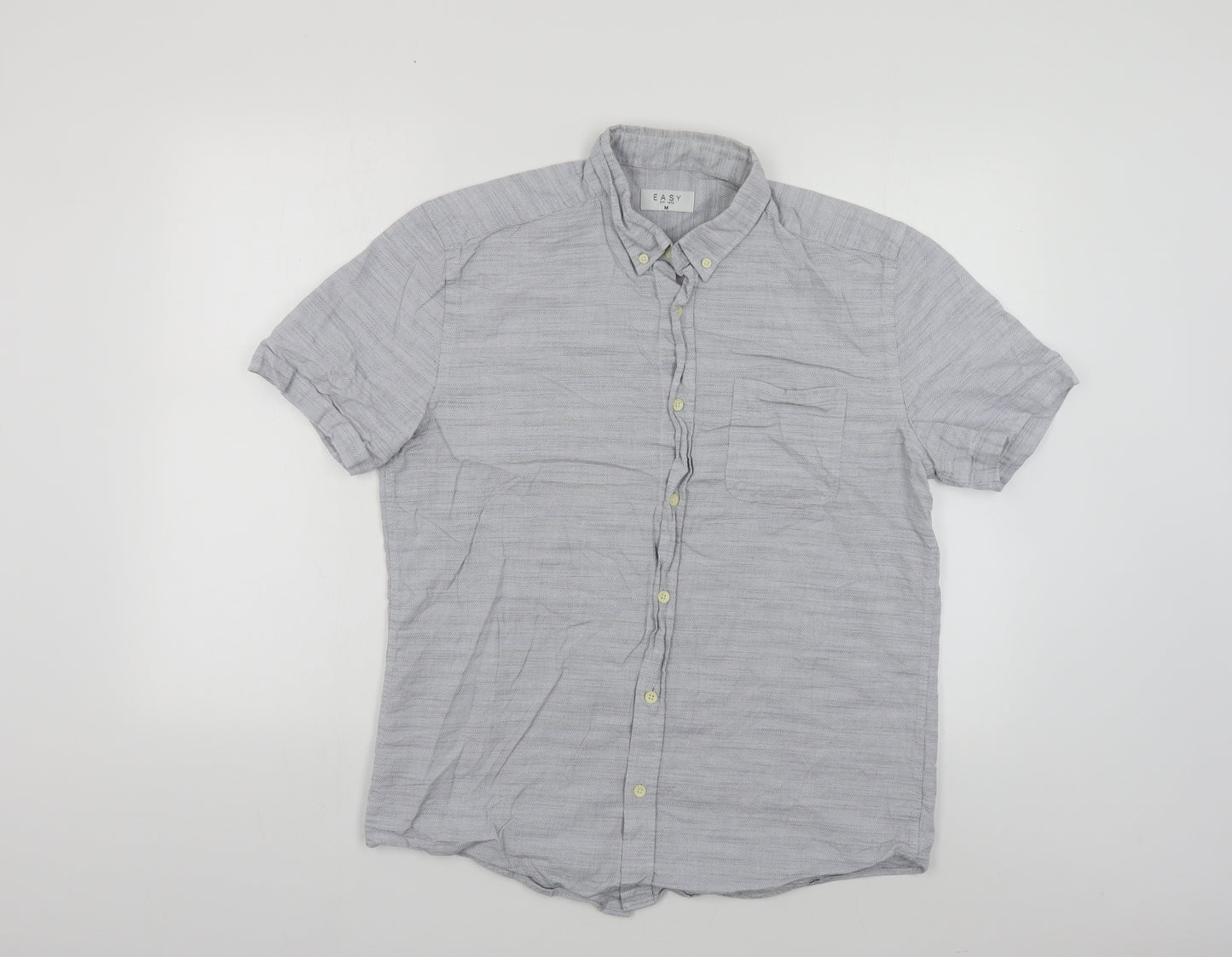 Matalan Mens Grey Cotton Button-Up Size M Collared Button