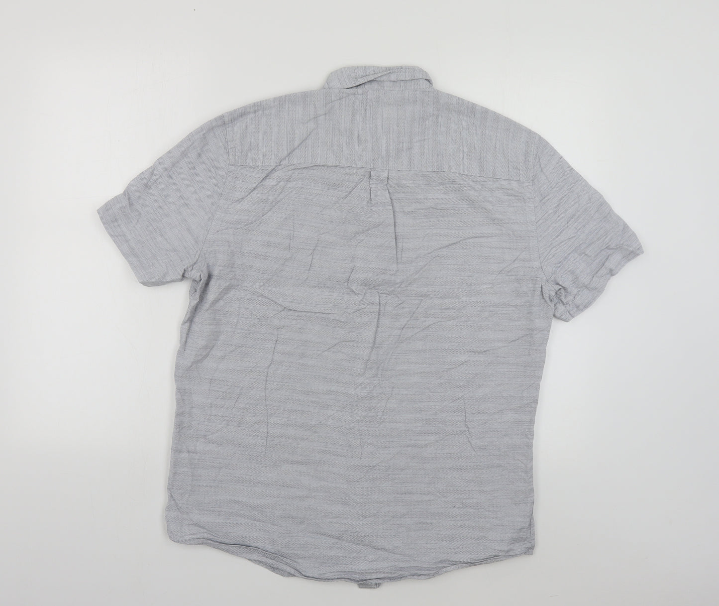 Matalan Mens Grey Cotton Button-Up Size M Collared Button