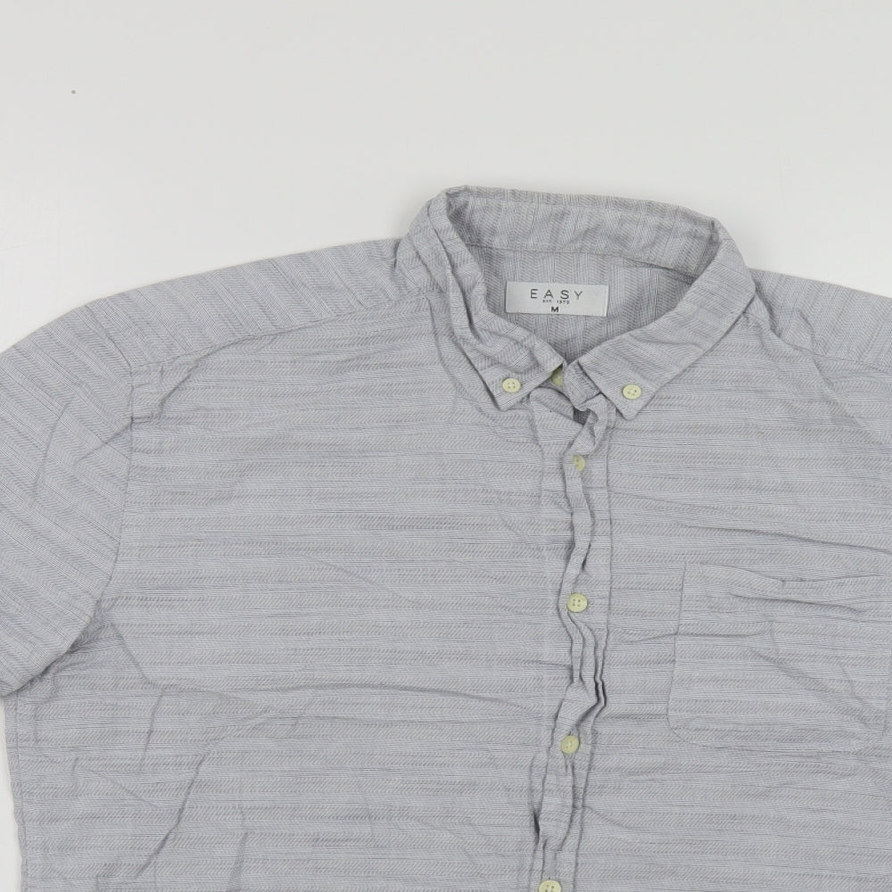 Matalan Mens Grey Cotton Button-Up Size M Collared Button