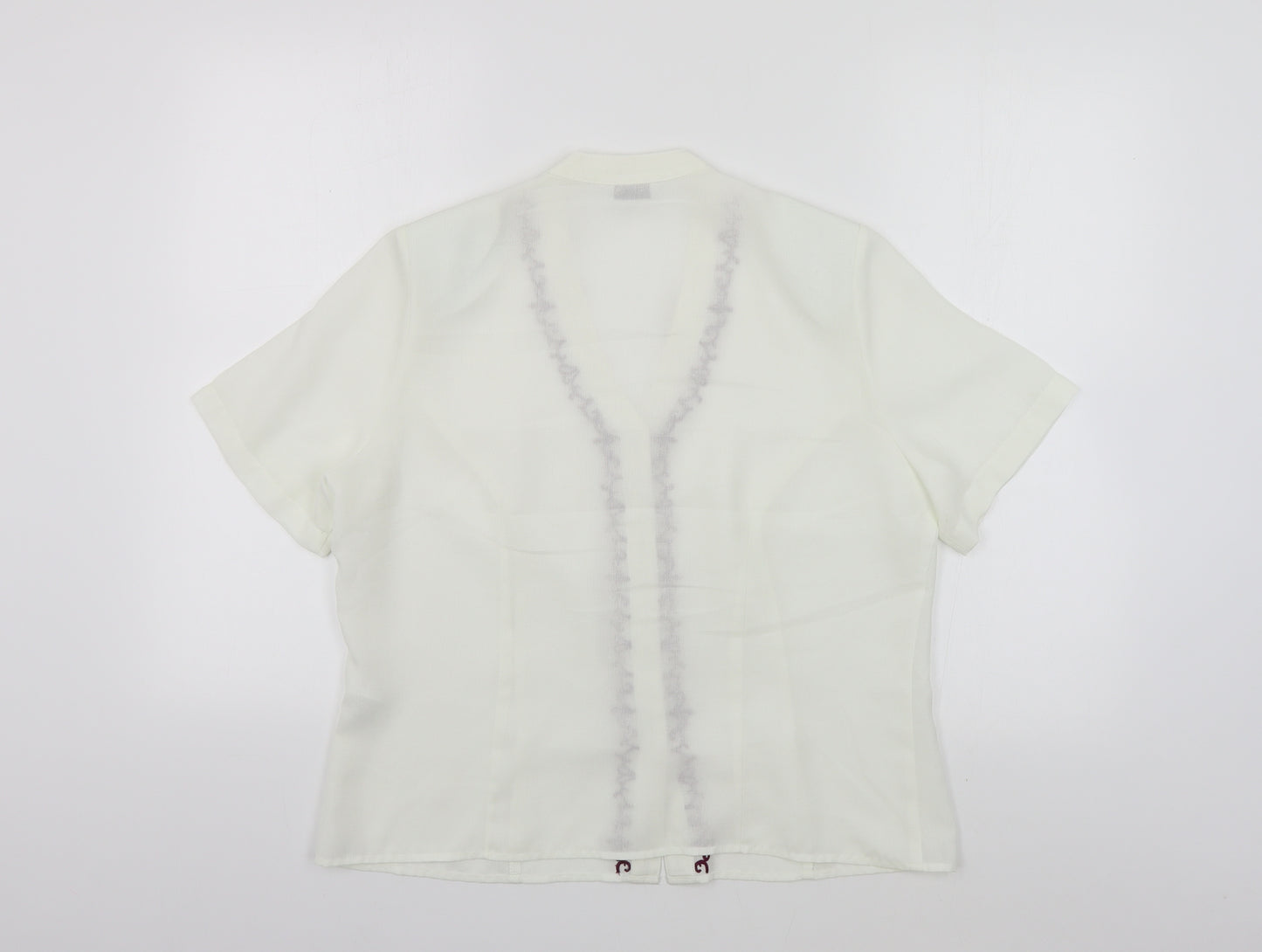 Eastex Womens White Polyester Basic Button-Up Size 14 V-Neck