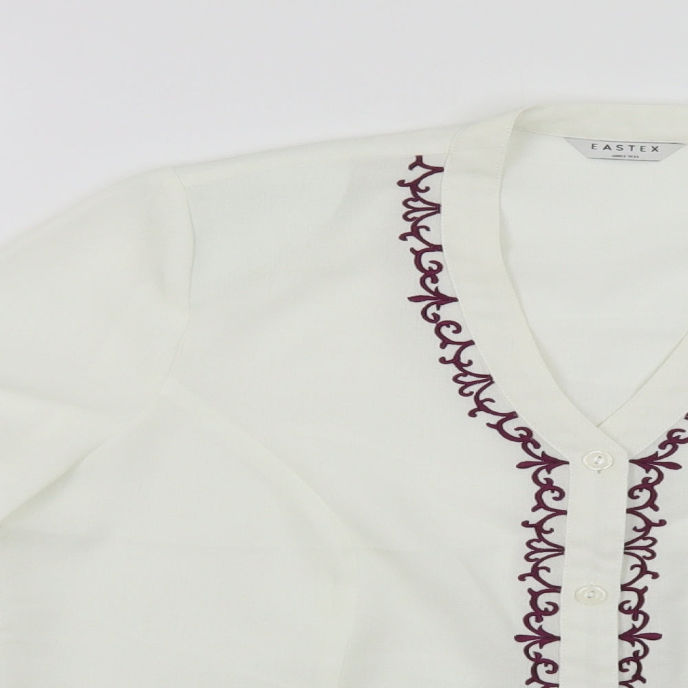 Eastex Womens White Polyester Basic Button-Up Size 14 V-Neck